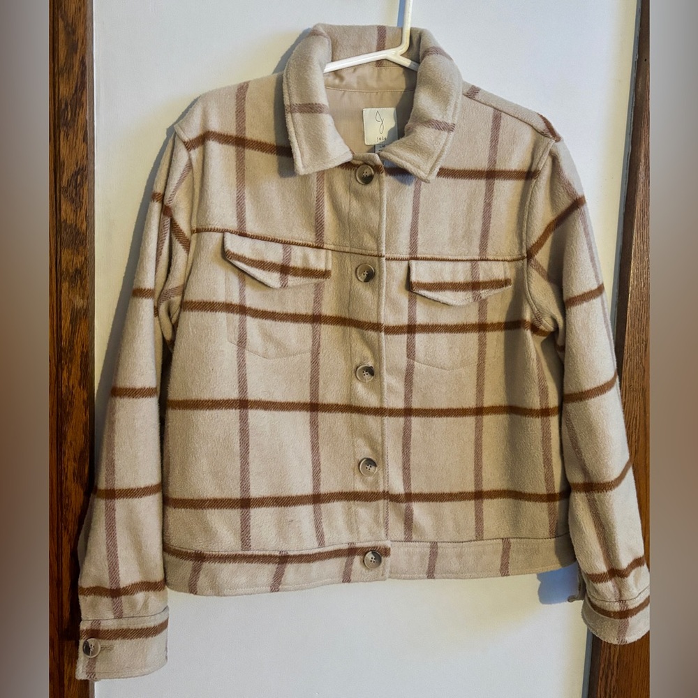 Joie Plaid Button-Up Plaid Shirt Jacket Size Large